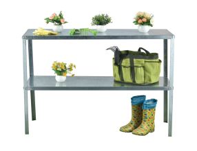 Ocelový regál LANITPLAST 115x40 cm dvoupolicový stříbrný GSD2 (2)