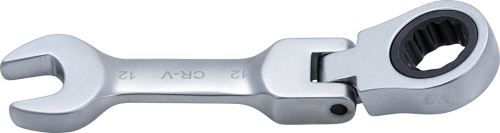 Ráčnový očkoplochý klíč, krátký, kloubový, 12 mm
