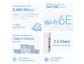 WiFi router TP-Link Deco XE75 Pro(3-pack) AXE5400, WiFi 6E, 1x 2.5GLAN, 2x GLAN / 574Mbps 2,4GHz/ 2402Mbps 5GHz/ 2402 6G (1)