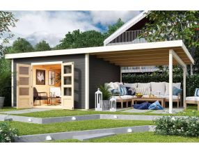 dřevěný domek KARIBU NORTHEIM 5 + přístavek 330 cm (91476) terragrau LG3865 (2)