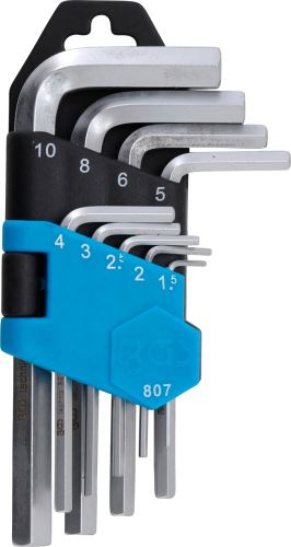 Klíče imbus 1,0 - 10,0 mm, krátké, 9 dílů v poř.
