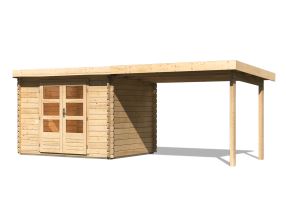 dřevěný domek KARIBU BASTRUP 3 + přístavek 300 cm (91532) natur LG3006