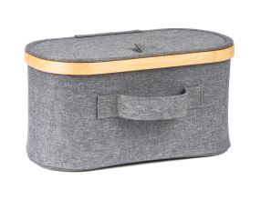 Úložný box G21 30 x 15 x 15 cm, bambusový s víkem, šedý