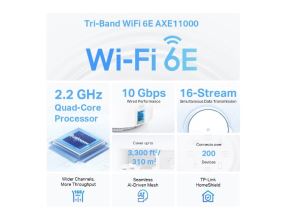 WiFi router TP-Link Deco XE200(2-pack) AXE11000, WiFi 6E, 1x 10GLAN, 2x GLAN / 1148Mbps 2,4GHz/ 4804Mbps 5GHz/ 4804 6GHz (2)