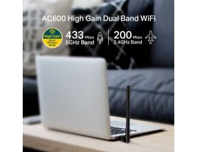 USB klient TP-Link Archer T2U Plus AC 600 adaptér, 2,4/5GHz, USB 2.0 (2)
