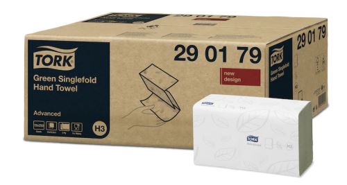 Ručníky Tork Advanced H3 papírové skládané Singlefold, zelené, 15x250 ks
