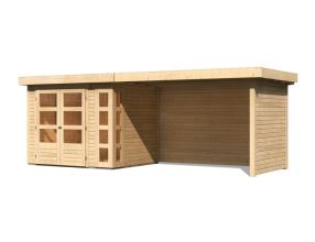 dřevěný domek KARIBU KERKO 3 + přístavek 280 cm včetně zadní a boční stěny (82938) natur LG2962