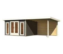 dřevěný domek KARIBU RADEBURG 2 + přístavek 330 cm včetně zadní stěny (31483) terragrau LG3933
