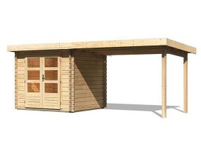 dřevěný domek KARIBU BASTRUP 2 + přístavek 300 cm (91530) natur LG2807