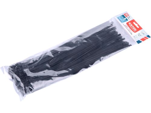 EXTOL PREMIUM pásky stahovací černé, rozpojitelné, 400x7,2mm, 100ks, nylon PA66, 8856261