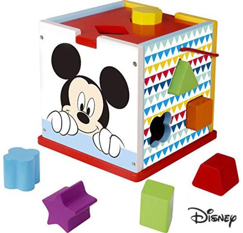 Hračka Disney baby Mickey dřevěná kostka s vkládacími tvary