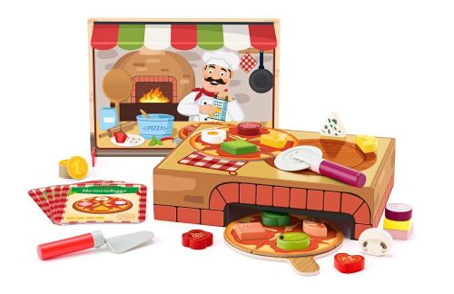 Hračka Woody Pizzerie Carlo, didaktická hra s vkládacími tvary