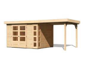 dřevěný domek KARIBU KERKO 5 + přístavek 240 cm (9193) natur LG2983