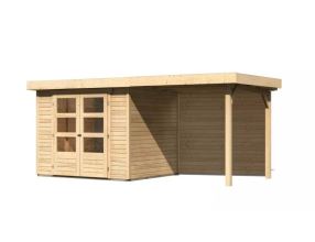 dřevěný domek KARIBU ASKOLA 3 + přístavek 240 cm včetně zadní stěny (9170) natur LG3231