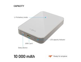 Powerbanka FIXED MagZen 10 Crystal s bezdrátovým nabíjením se standardem Qi2 a podporou MagSafe, 10 000 mAh, titanová (6)