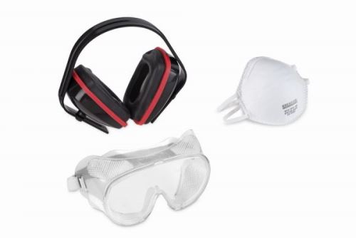 Ochranná pomůcka KREATOR KRTS60001 - Ochranná sada (sluchátka, brýle, respirátor)