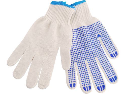 Pracovní rukavice EXTOL CRAFT rukavice bavlněné s PVC terčíky na dlani, velikost 10, 99708