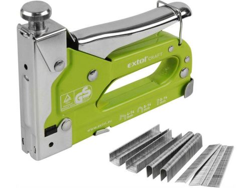 Sponkovačka ruční EXTOL pistole sponkovací 3funkční, 4-14mm, možnost nastavení síly úderu, šířka spon 10,6mm, hřebík 10-14mm, 9176
