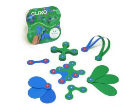 Stavebnice CLIXO Itsy Green &amp; Blue - magnetická, 18 kusů