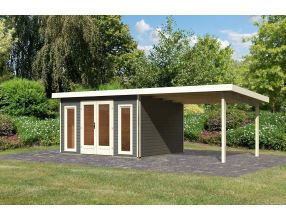 dřevěný domek KARIBU RADEBURG 2 + přístavek 330 cm (31481) terragrau LG3931 (2)