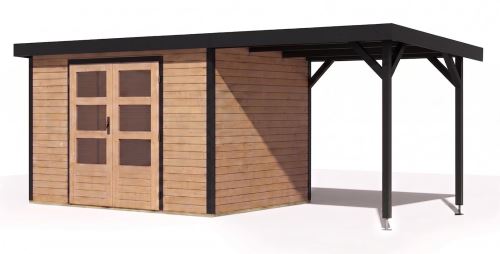 hybridní domek KARIBU JUPITER 5A (12406) natur / antracit + přístavek 219 cm LG5038
