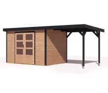 hybridní domek KARIBU JUPITER 5A (12406) natur / antracit + přístavek 219 cm LG5038