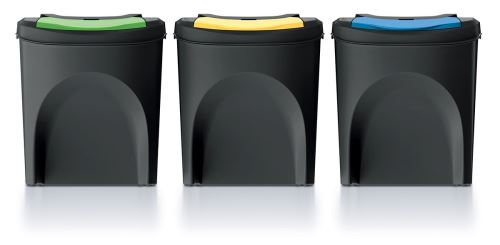 Odpadkový koš Prosperplast SORTIBOX 3 x 25 l recyklovaný černý