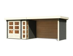 dřevěný domek KARIBU KERKO 3 + přístavek 280 cm včetně zadní a boční stěny (82939) šedý LG2963
