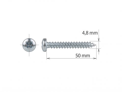 vrut do železa 4,8 x 50 mm půlkulatá hlava kříž LG5574