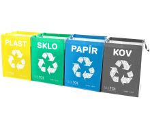 Tašky na tříděný odpad SORT EASY 4 METAL, 30x30x40cm, 4x36l, 4ks SIXTOL