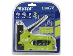 Sponkovačka ruční EXTOL pistole sponkovací 3funkční, 4-14mm, možnost nastavení síly úderu, šířka spon 10,6mm, hřebík 10-14mm, 9176 (1)