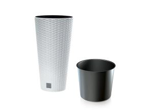 Květináč Prosperplast Rato Tubus s vkladem bílý 40 cm (1)