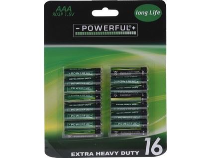baterie EXTRA HEAVY DUTY AAA (16ks)