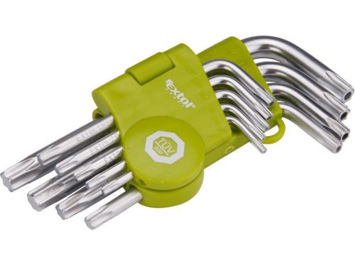Klíč TORX EXTOL CRAFT L-klíče TORX krátké, sada 9ks, T10-15-20-25-27-30-40-45-50