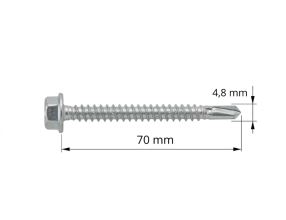 vrut do železa TEX 4,8 x 70 mm šestihranná hlava LG5564